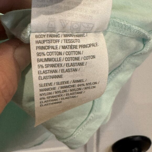 🧣Denim & Co. Mint Green Top w/ Lace 3/4 Length Sleeves Large Casual GUC - Picture 7 of 9